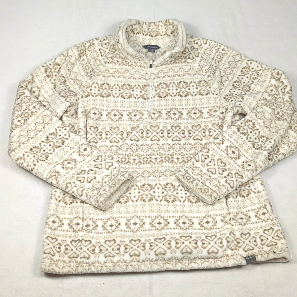 Eddie Bauer Aztec Pattern Soft Fleece Quarter Zip Pullover Women's Medium‎